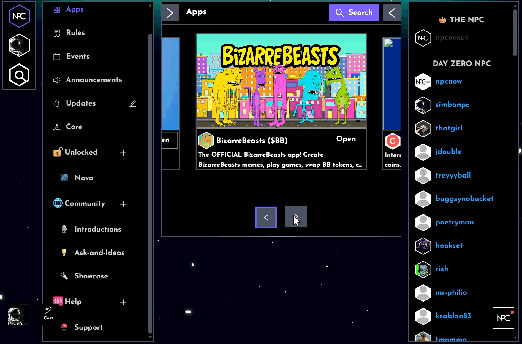 NPC club dashboard